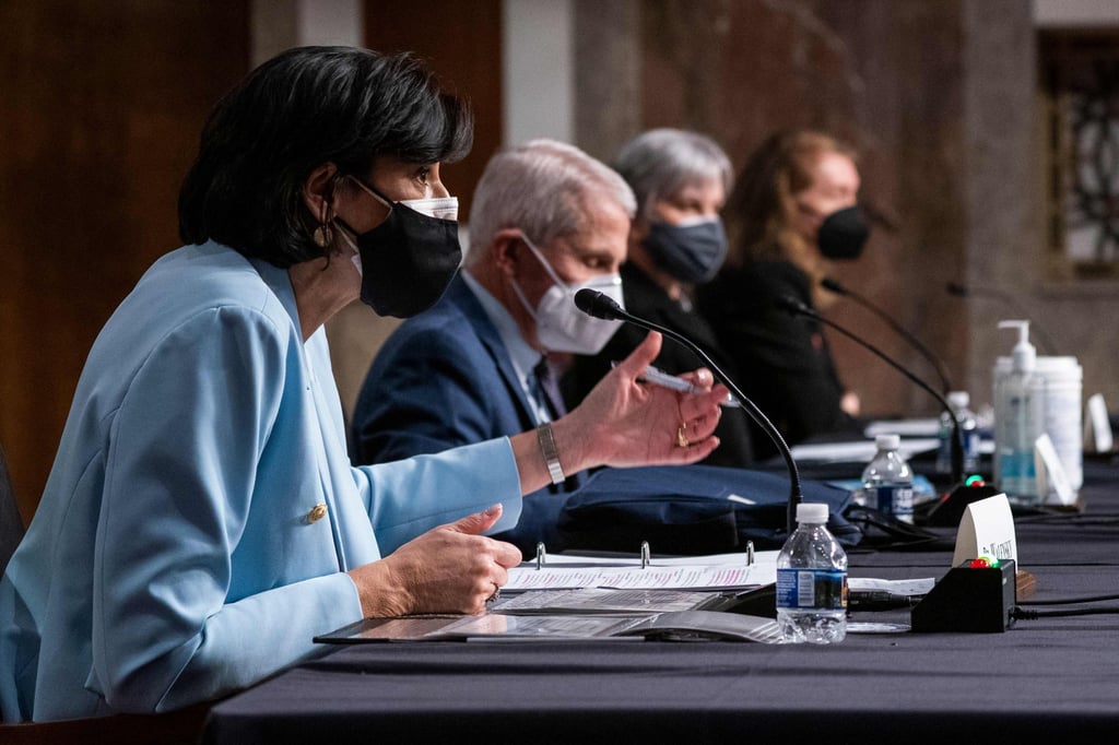US CDC Director Dr Rochelle Walensky (left) and National Institute of Allergy and Infectious Diseases head Dr Anthony Fauci testify during a Senate Health, Education, Labour, and Pensions Committee hearing on Tuesday. Photo: AFP US CDC Director Dr Rochelle Walensky (left) and National Institute of Allergy and Infectious Diseases head Dr Anthony Fauci testify during a Senate Health, Education, Labour, and Pensions Committee hearing on Tuesday. Photo: AFP