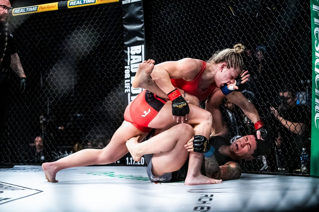 PFL star Kayla Harrison delivers some ground and pound. Photo: PFL