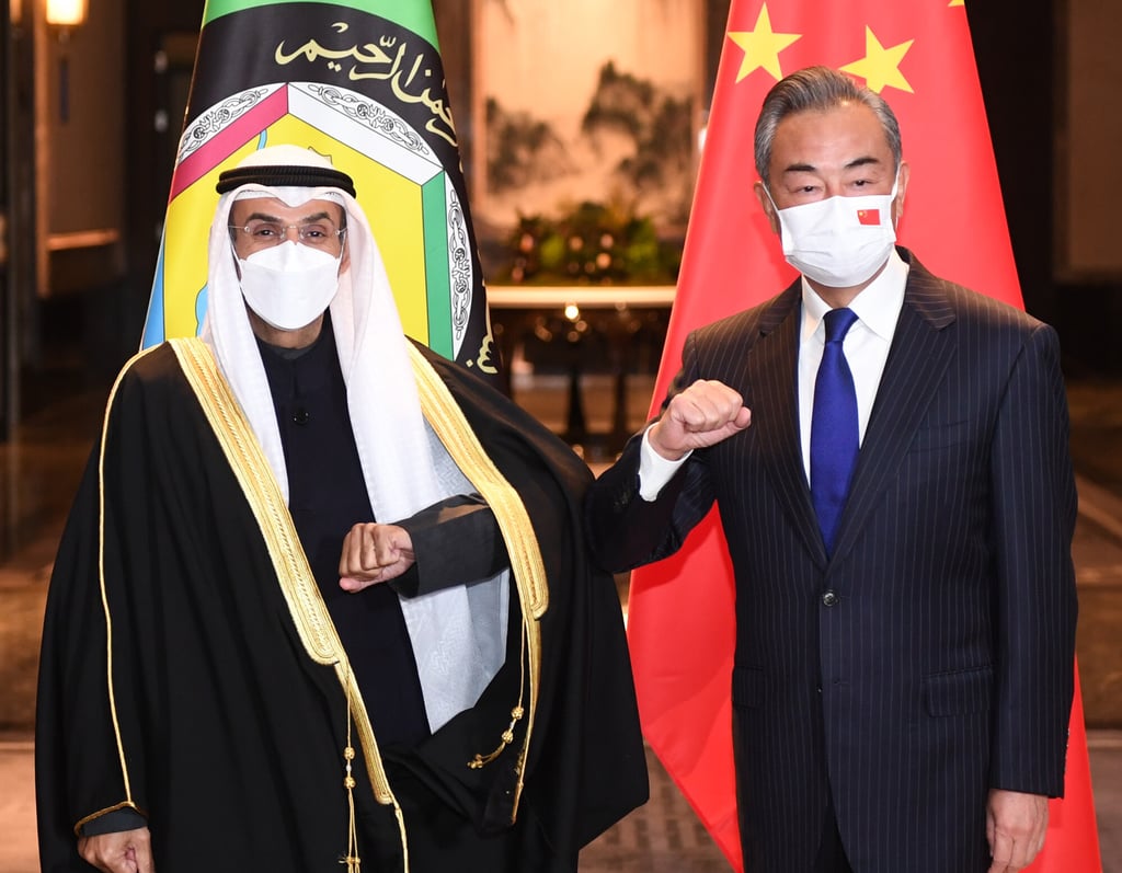 Chinese Foreign Minister Wang Yi meets Gulf Cooperation Council secretary general Nayef Falah al-Hajraf in Wuxi, Jiangsu province, on Tuesday. Photo: Xinhua Chinese Foreign Minister Wang Yi meets Gulf Cooperation Council secretary general Nayef Falah al-Hajraf in Wuxi, Jiangsu province, on Tuesday. Photo: Xinhua