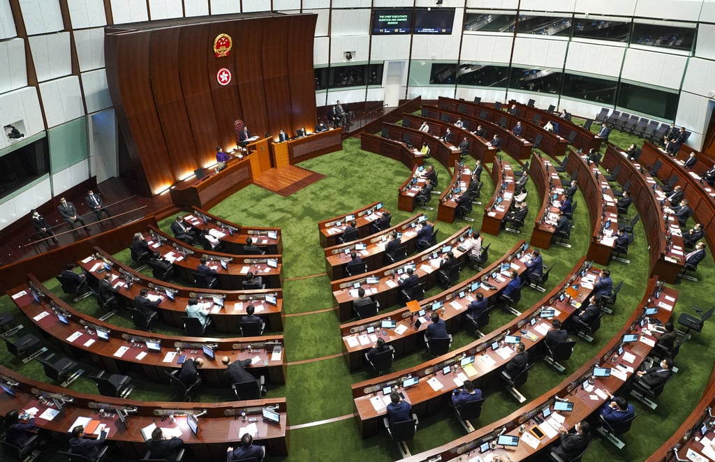 Lawmakers meet in the Legislative Council chamber in Admiralty on Wednesday. Photo: Sam Tsang