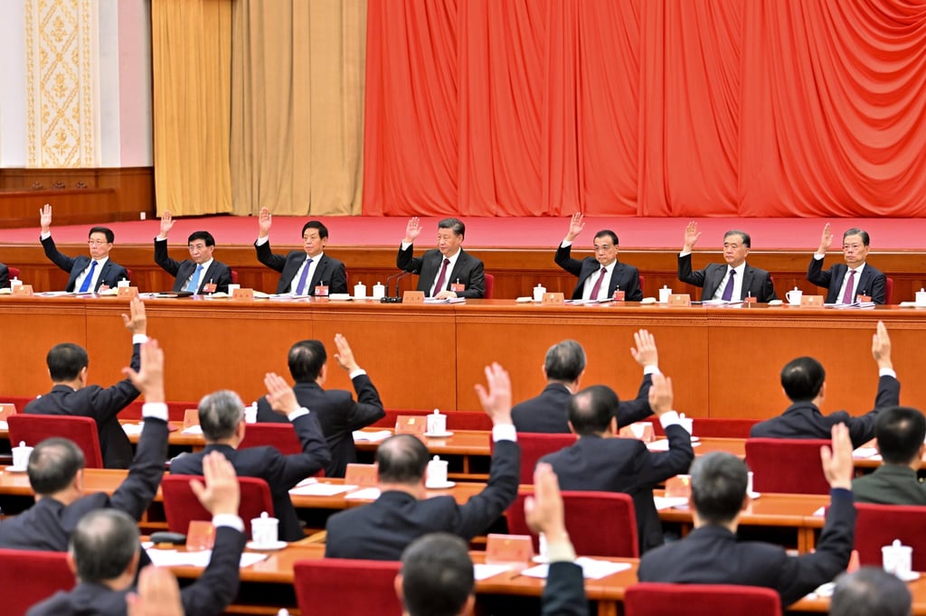 Xi Jinping, Li Keqiang, Li Zhanshu, Wang Yang, Wang Huning, Zhao Leji and Han Zheng attend the sixth plenary session of the 19th Communist Party of China Central Committee in Beijing. The session was held in Beijing from November 8 to 11, 2021. Photo: Xinhua