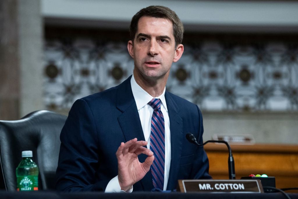 US Senator Tom Cotton attends a Senate Judiciary Committee hearing in Washington in April. Photo: TNS US Senator Tom Cotton attends a Senate Judiciary Committee hearing in Washington in April. Photo: TNS
