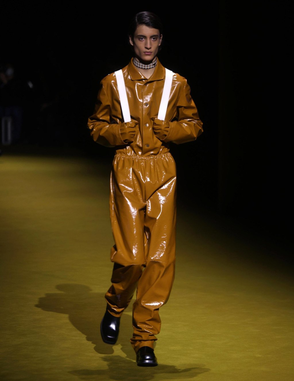 A model presents a creation by Italian brand Prada during the Milan Men’s Fashion Week, in Milan, Italy, on January 16; the autumn-winter 2022 men’s collections are presented at the Milano Moda Uomo from January 14-18. Photo: EPA-EFE A model presents a creation by Italian brand Prada during the Milan Men’s Fashion Week, in Milan, Italy, on January 16; the autumn-winter 2022 men’s collections are presented at the Milano Moda Uomo from January 14-18. Photo: EPA-EFE