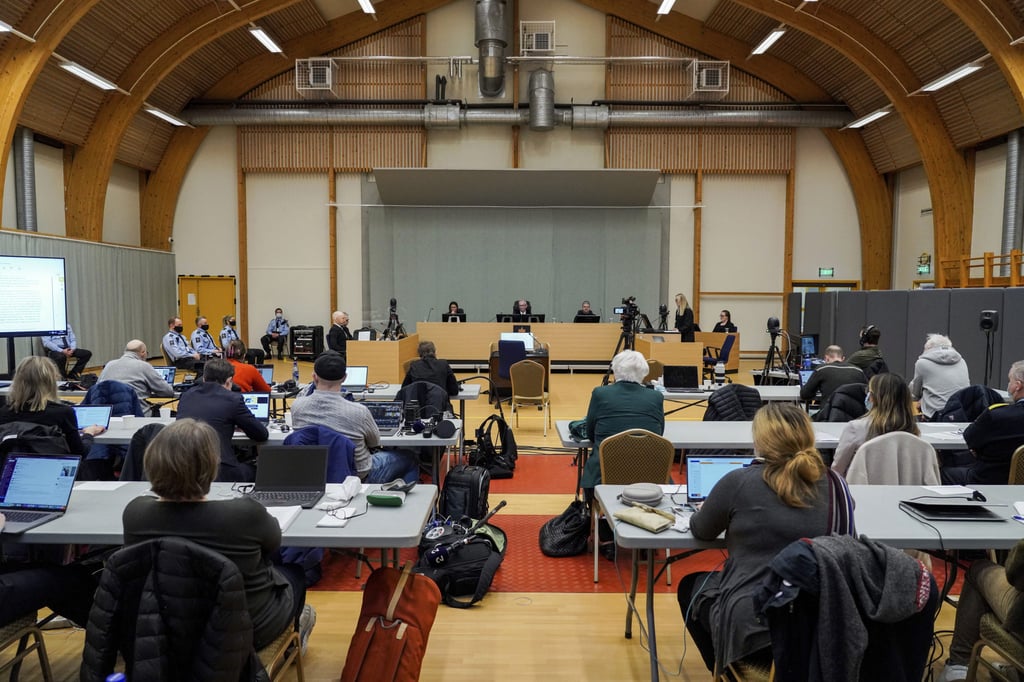 Norwegian mass killer Anders Behring Breivik sits in court on the first day of his hearing. Photo: NTB scanpix via AP