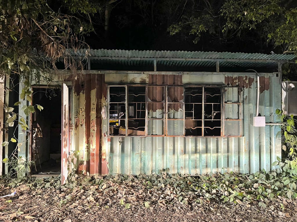 The abandoned container where officers discovered 300kg of fireworks. Photo: Handout