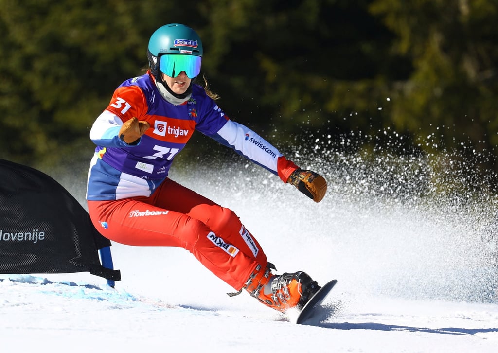 Switzerland’s Patrizia Kummer in action at the 2021 FIS Snowboard Alpine World Championship in Rogla, Slovenia. Photo: Reuters/Borut Zivulovic Switzerland’s Patrizia Kummer in action at the 2021 FIS Snowboard Alpine World Championship in Rogla, Slovenia. Photo: Reuters/Borut Zivulovic
