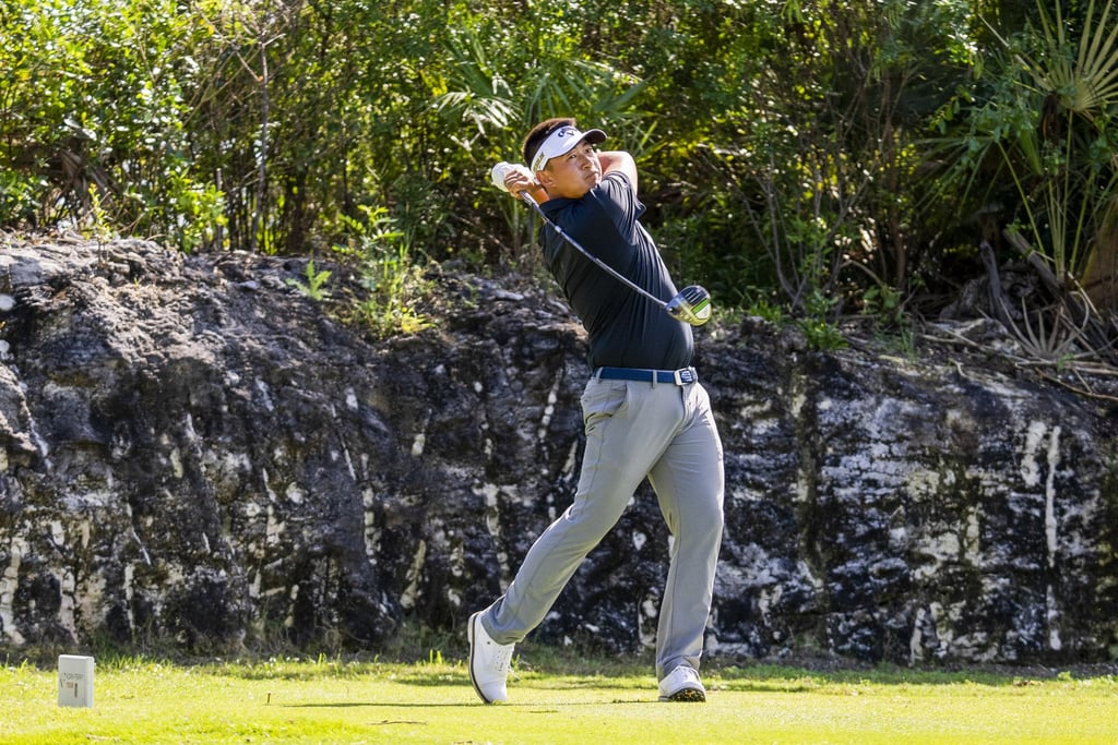 Carl Yuan hits tees off on the fifth hole during the final round of The Bahamas Great Exuma Classic. Photo: PGA Tour