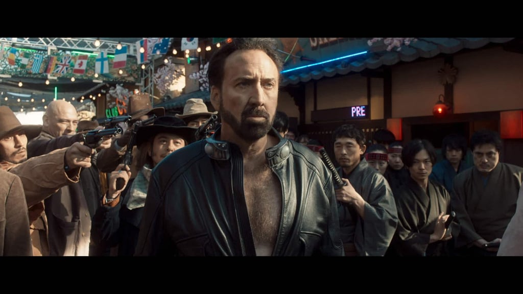 Nicolas Cage in Prisoners of the Ghostland, which also featured his wife Riko Shibata. Photo: Untitled Entertainment