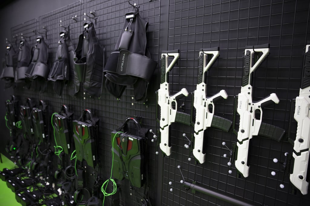 Sandbox VR uses a variety of equipment for its location-based VR experience, including backpack computers, motion sensors and haptic vests. Photo: Handout Sandbox VR uses a variety of equipment for its location-based VR experience, including backpack computers, motion sensors and haptic vests. Photo: Handout