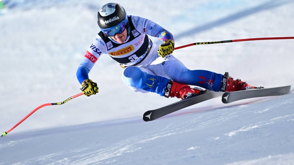 Breezy Johnson trains on the eve of the Women’s Downhill as part of the FIS Alpine World Ski Championships in Italy. Photo: AFP Breezy Johnson trains on the eve of the Women’s Downhill as part of the FIS Alpine World Ski Championships in Italy. Photo: AFP