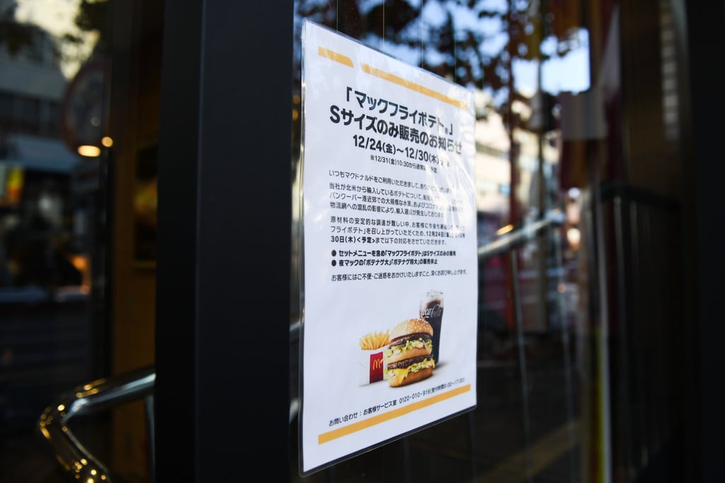The move by McDonald’s to suspend sales of medium and large size fries has rattled many consumers in Japan. Photo: Bloomberg