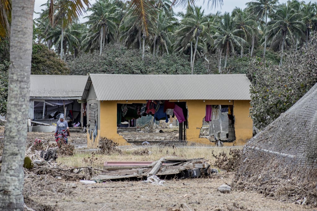 Damaged buildings are seen following a volcanic eruption and tsunami in Tonga. Photo: Malau Media via Reuters Damaged buildings are seen following a volcanic eruption and tsunami in Tonga. Photo: Malau Media via Reuters