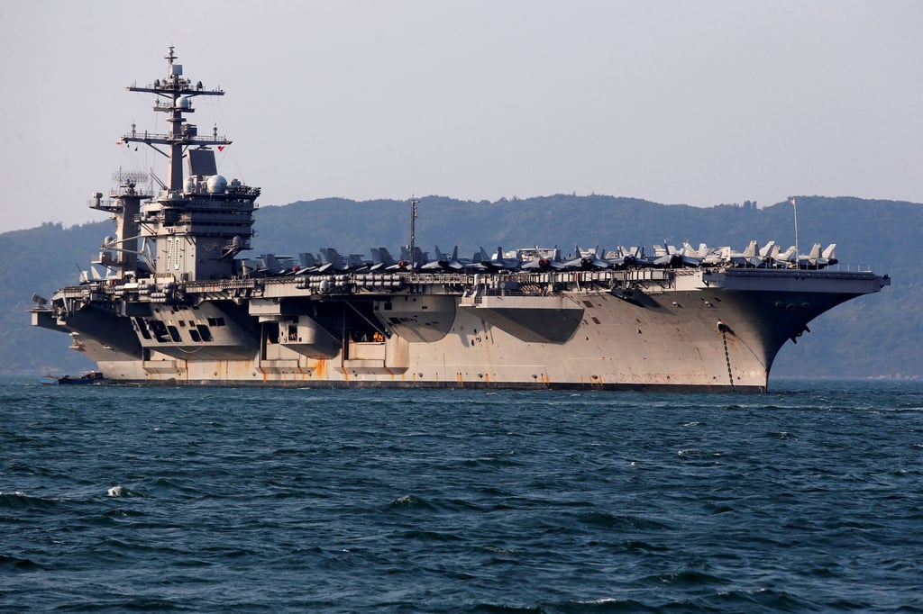 The USS Carl Vinson, a US Navy aircraft carrier, docks at a port in Da Nang, Vietnam in March 2018. Photo: Reuters