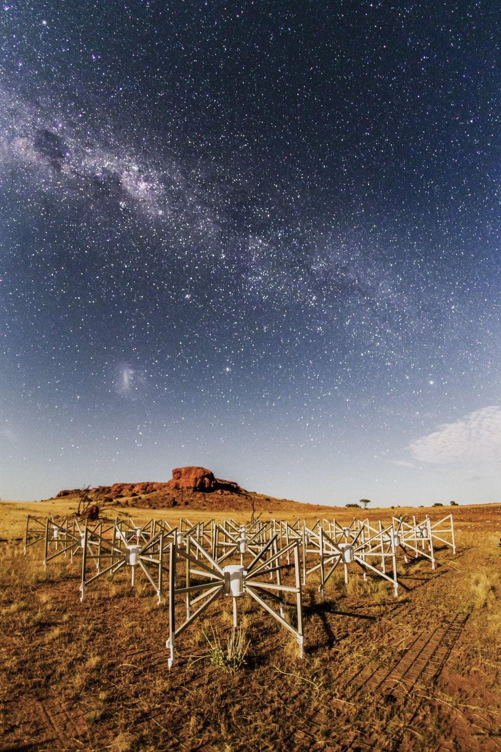 One of 256 tiles of the Murchison Widefield Array low-frequency radio telescope in Western Australia. Photo: Pete Wheeler, ICRAR One of 256 tiles of the Murchison Widefield Array low-frequency radio telescope in Western Australia. Photo: Pete Wheeler, ICRAR