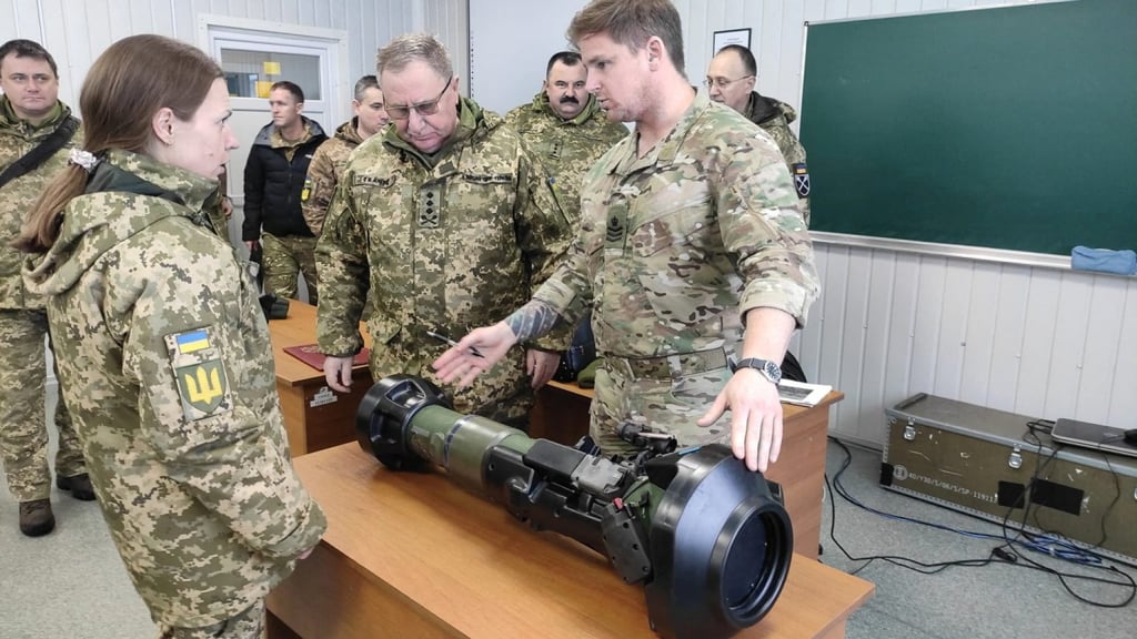 A UK military instructor trains Ukrainian service members to use a next-generation light anti-tank weapon supplied by Britain. Photo: Ukrainian Defence Ministry via Reuters A UK military instructor trains Ukrainian service members to use a next-generation light anti-tank weapon supplied by Britain. Photo: Ukrainian Defence Ministry via Reuters