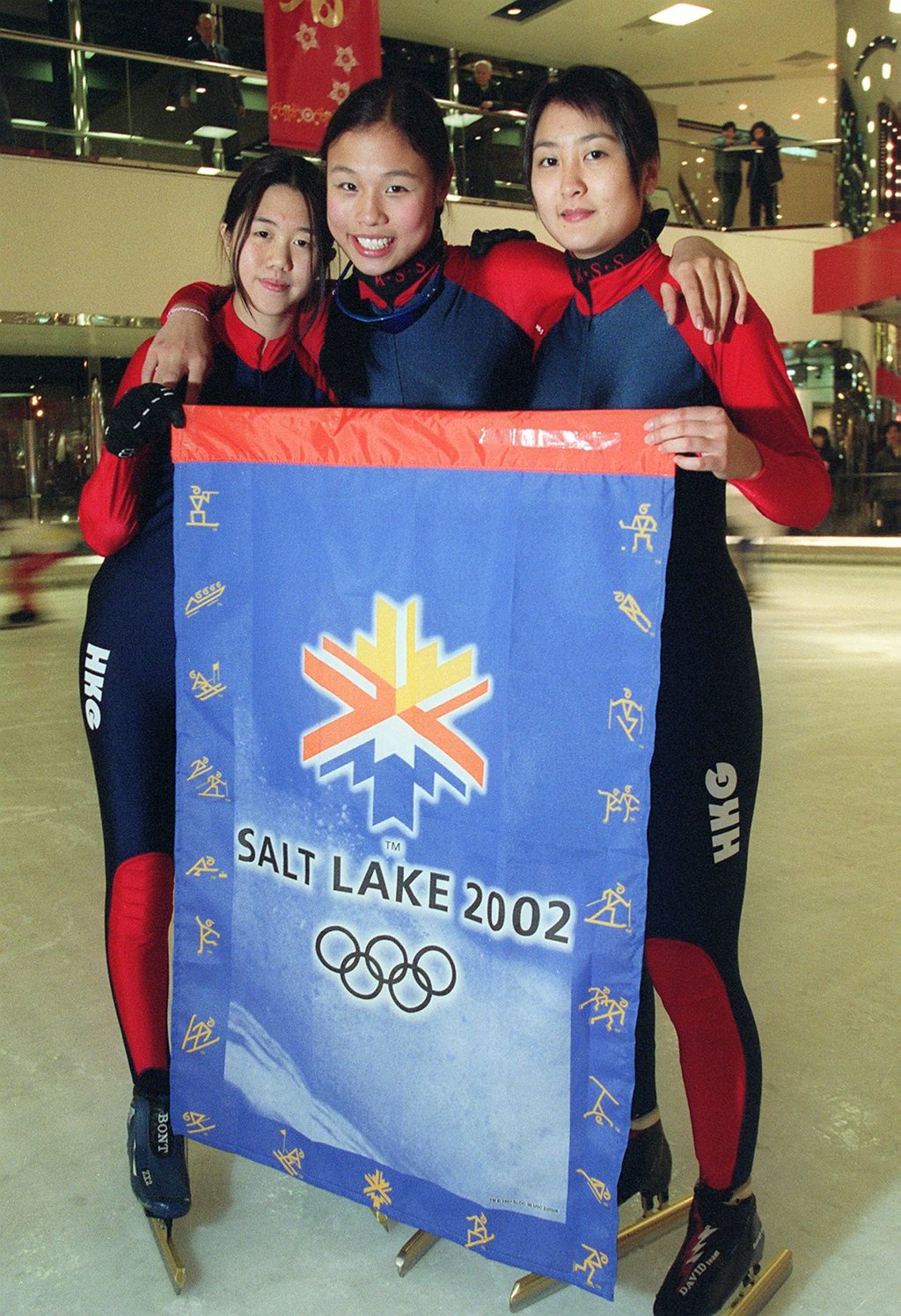 Members of Hong Kong’s first Winter Olympics team (left to right) Fiona Fong, Cordia Tsoi and Christy Ren at Taikoo Shing ice-skating rink. Photo: Dustin Shum