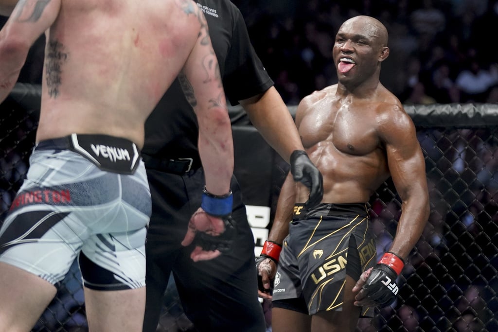 Kamaru Usman reacts against Colby Covington during their welterweight championship bout at UFC 268. Photo: AP/Corey Sipkin Kamaru Usman reacts against Colby Covington during their welterweight championship bout at UFC 268. Photo: AP/Corey Sipkin