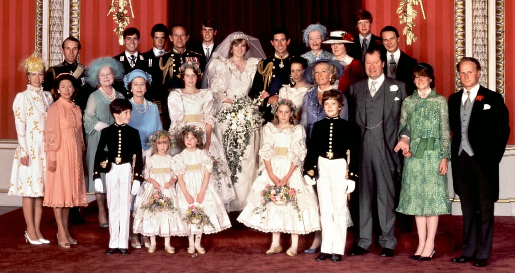Official family photo taken on July 29, 1981, at the wedding of Prince Charles and Lady Diana, the Princess of Wales. India Hicks is in the second row, stood next to Queen Elizabeth. Photo: AFP
