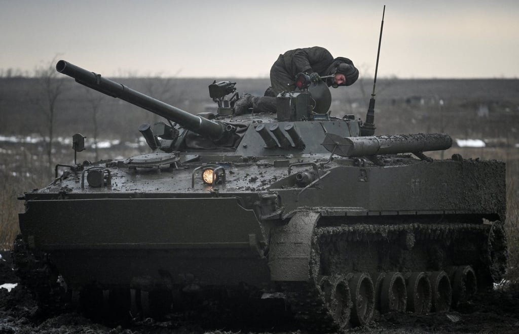 A Russian BMP-3 infantry fighting vehicle during drills at the Kadamovsky range in the Rostov region on Thursday. Photo: Reuters