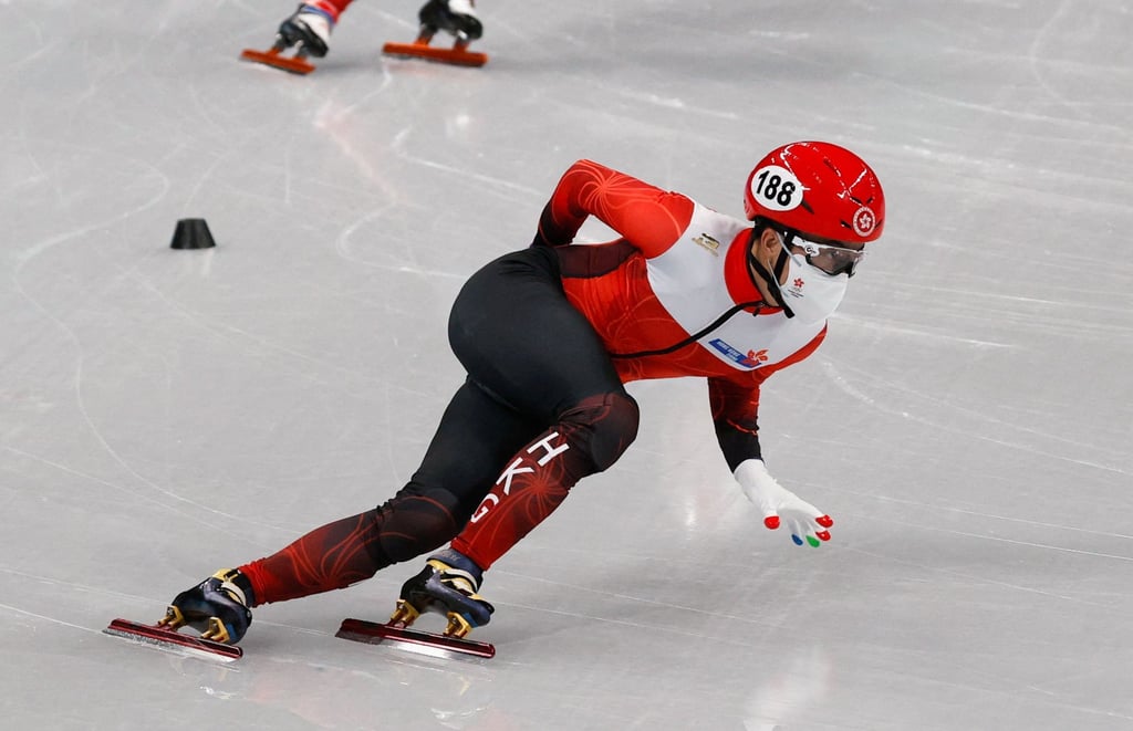 Hong Kong short-track speed skater Sidney Chu in a training session before the Beijing 2022 Winter Olympics. Photo: Reuters