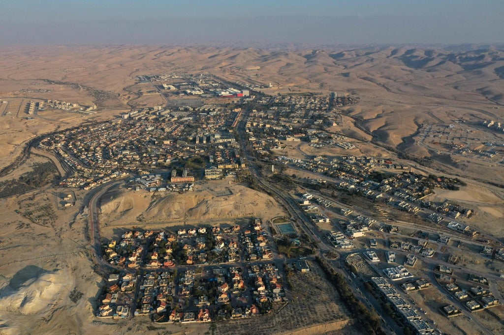 An aerial view of Yeruham in Israel’s southern Negev desert. Photo: AFP