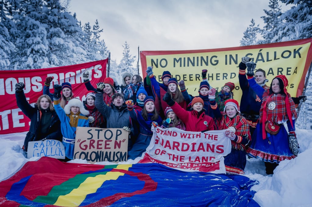 Swedish climate activist Greta Thunberg and members of the Sami community stage a protest on February 5 against an iron ore mine in Jokkmokk, northern Sweden. Photo: AFP / Fridays For Future Swedish climate activist Greta Thunberg and members of the Sami community stage a protest on February 5 against an iron ore mine in Jokkmokk, northern Sweden. Photo: AFP / Fridays For Future