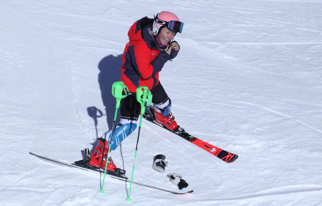 Hong Kong alpine skier Audrey King after training at the Yanqing National Alpine Skiing Centre for the Beijing 2022 Winter Olympics. Photo: HKSF&OC