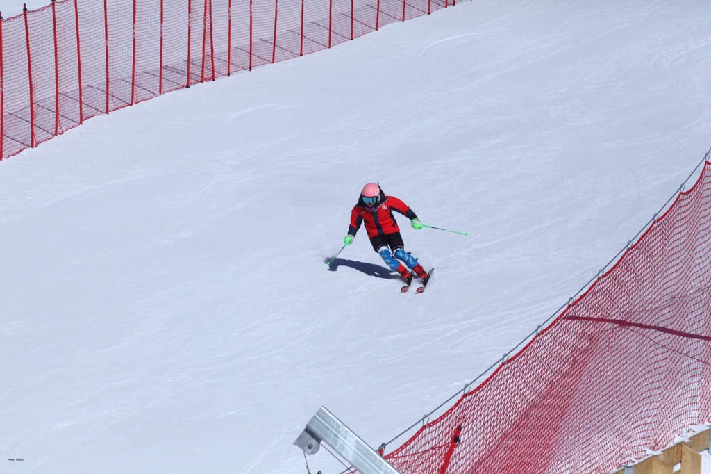 Hong Kong alpine skier Audrey King training on the slopes of Yanqing National Alpine Skiing Centre in Yanqing. Photo: HKSF&OC Hong Kong alpine skier Audrey King training on the slopes of Yanqing National Alpine Skiing Centre in Yanqing. Photo: HKSF&OC