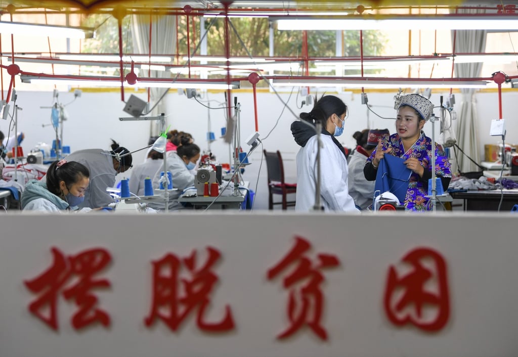 A garment factory in Kaili, in southwest China’s Guizhou province, seen in operation in October 2020. Thanks to its seemingly abundant supply of cheap labour, China has for decades been a deflationary force to its export destinations. Photo: Xinhua