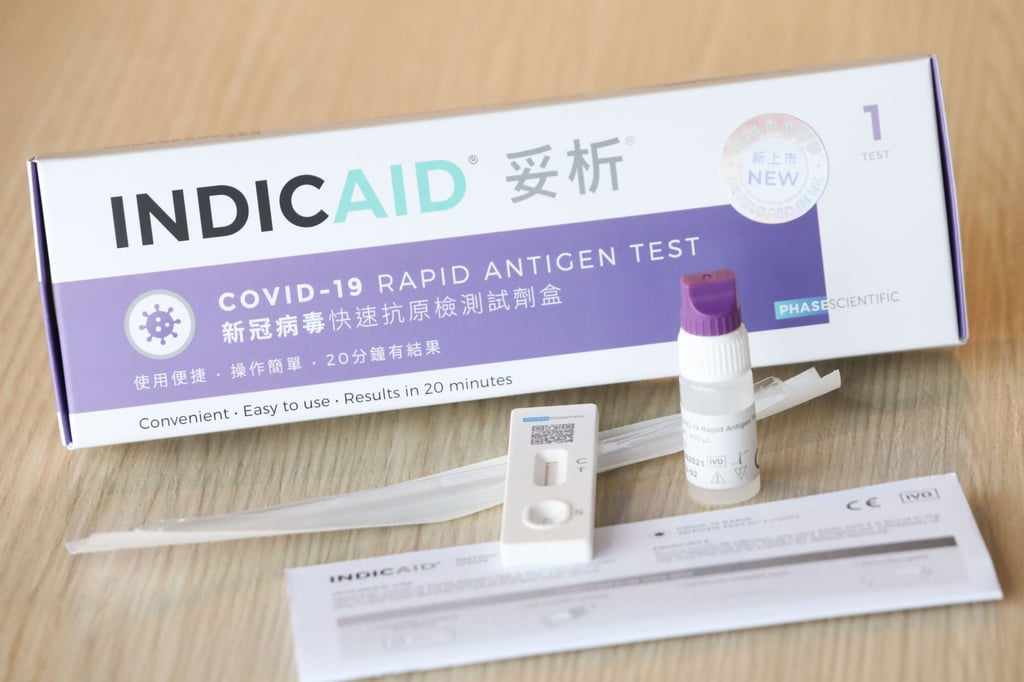 Phase Scientific’s Indicaid Covid-19 rapid antigen test kit. Photo: Jelly Tse Phase Scientific’s Indicaid Covid-19 rapid antigen test kit. Photo: Jelly Tse