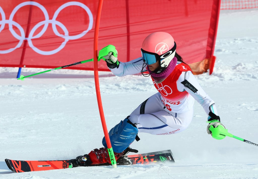 Hong Kong skier Audrey King in the women’s slalom run 1 event at the Beijing Winter Olympics in the National Alpine Skiing Centre. Photo: Reuters Hong Kong skier Audrey King in the women’s slalom run 1 event at the Beijing Winter Olympics in the National Alpine Skiing Centre. Photo: Reuters