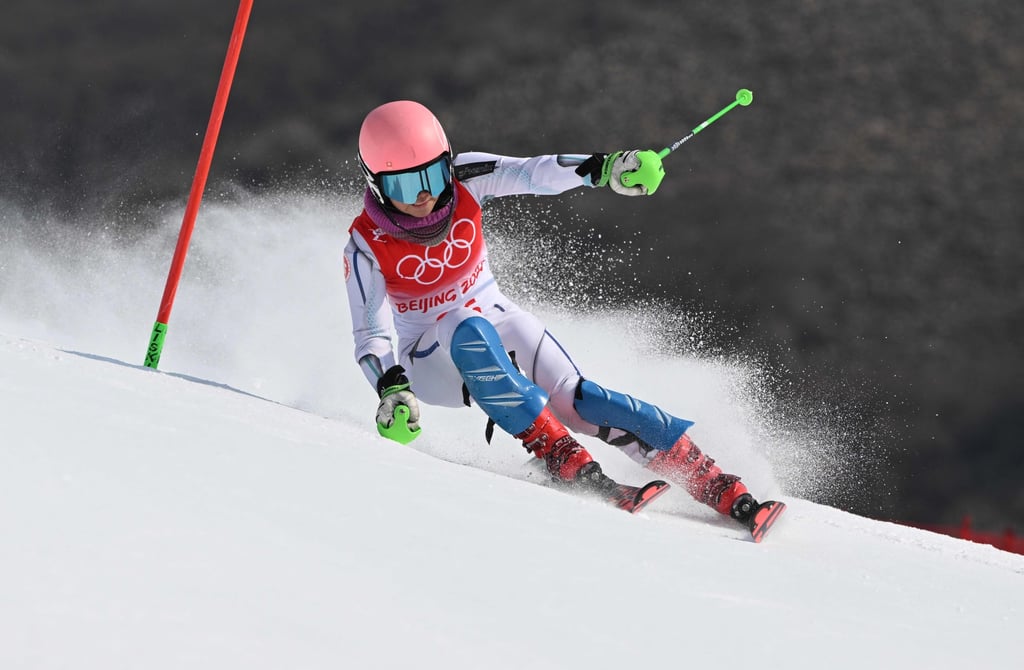 Hong Kong’s Audrey King in the first run of the women’s slalom event at the Beijing Winter Olympics at the Yanqing National Alpine Skiing Centre. Photo: AFP Hong Kong’s Audrey King in the first run of the women’s slalom event at the Beijing Winter Olympics at the Yanqing National Alpine Skiing Centre. Photo: AFP