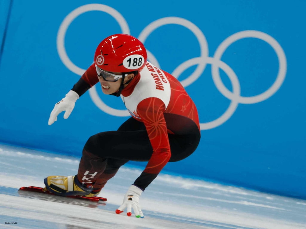 Sidney Chu in action for Hong Kong in the Winter Olympics men’s 500m short-track speedskating event. Photo: HKSF&OC