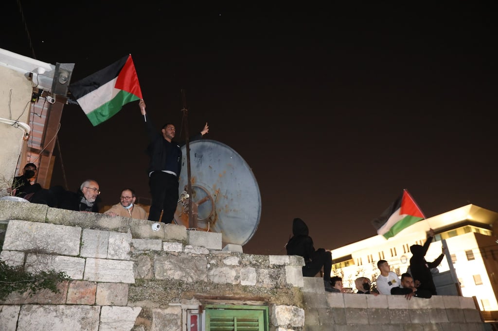 Palestinian families protest in the Sheikh Jarrah neighbourhood of East Jerusalem on February 13. Photo: EPA-EFE