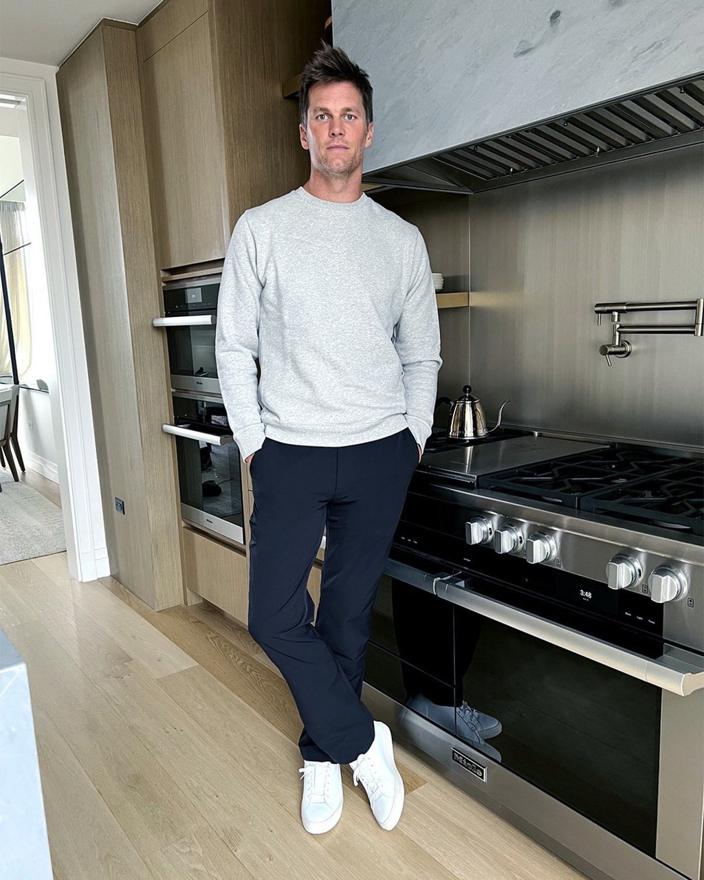 Tom Brady relaxing at home in his BradyBrand apparel. Photo: @bradybrand/Twitter Tom Brady relaxing at home in his BradyBrand apparel. Photo: @bradybrand/Twitter