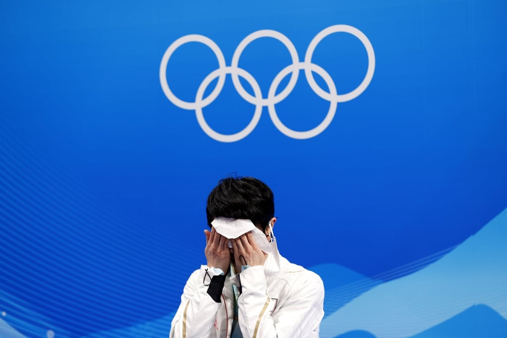 Yuzuru Hanyu, of Japan, after the men’s free skate events at the Beijing Winter Olympic Games at the Capital Indoor Stadium. Photo: EPA Yuzuru Hanyu, of Japan, after the men’s free skate events at the Beijing Winter Olympic Games at the Capital Indoor Stadium. Photo: EPA