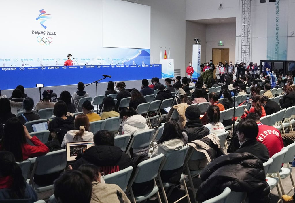 Japanese team figure skater Yuzuru Hanyu speaks at a press conference at the Beijing Winter Olympic Games. Photo: Kyodo Japanese team figure skater Yuzuru Hanyu speaks at a press conference at the Beijing Winter Olympic Games. Photo: Kyodo