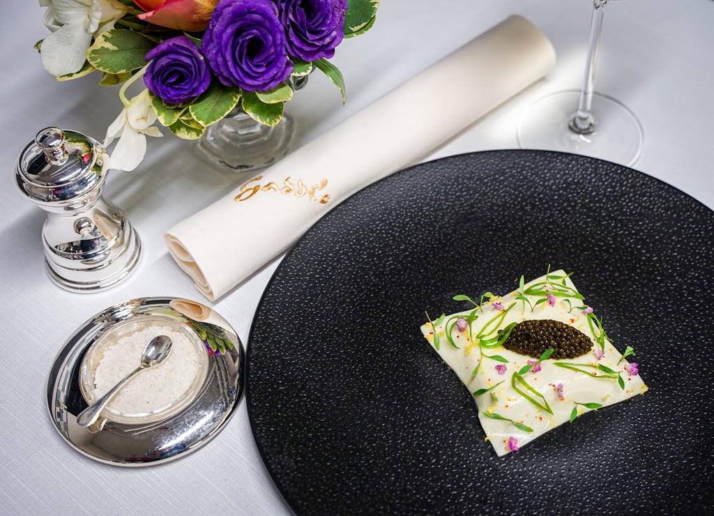 Scallop and Tarbouriech oyster tartar with smoked haddock cream and finger lime by Albin Gobil at Gaddi’s. Photo: Gaddi’s Scallop and Tarbouriech oyster tartar with smoked haddock cream and finger lime by Albin Gobil at Gaddi’s. Photo: Gaddi’s