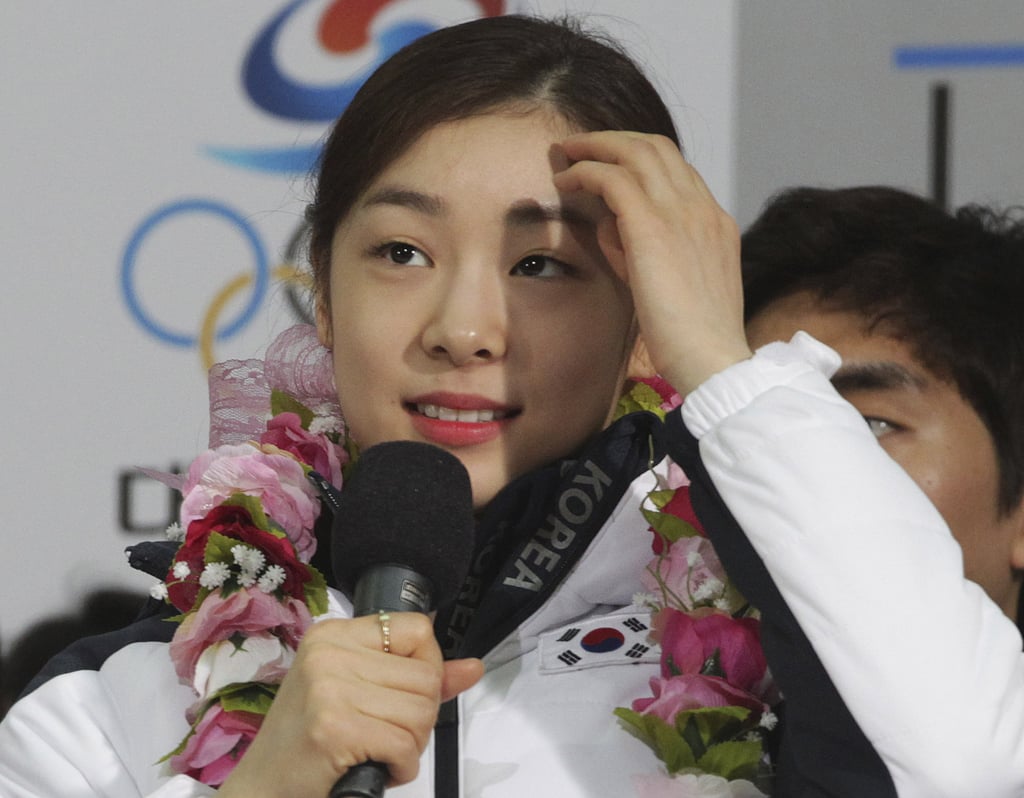 Winter Olympic Games women’s figure skating silver medallist Kim Yuna of South Korea at a press conference at the Incheon International Airport in 2014. Photo: AP