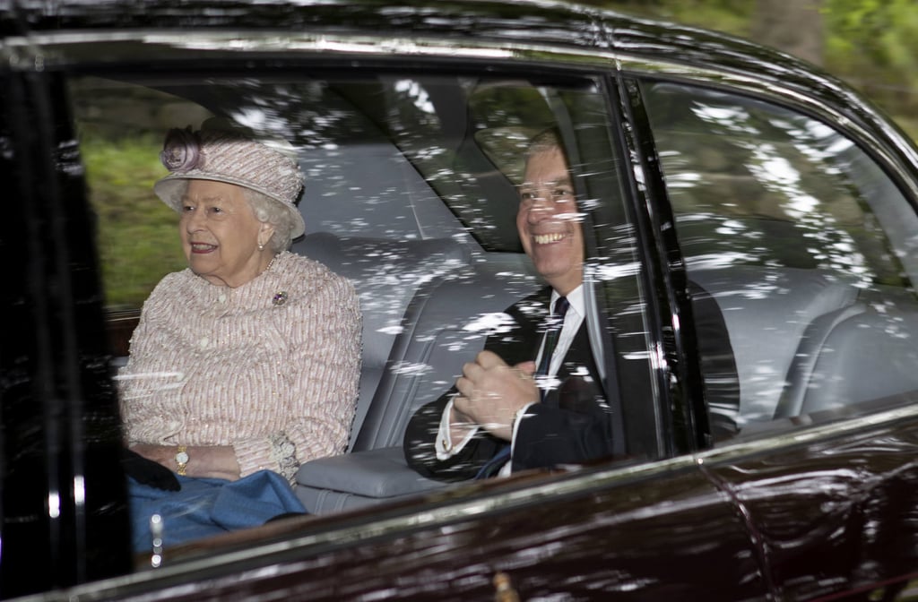 Britain’s Queen Elizabeth and Prince Andrew, the Duke of York leave Crathie Kirk, after a Sunday morning church service, in Crathie, Scotland, in August 2019. Photo: AP