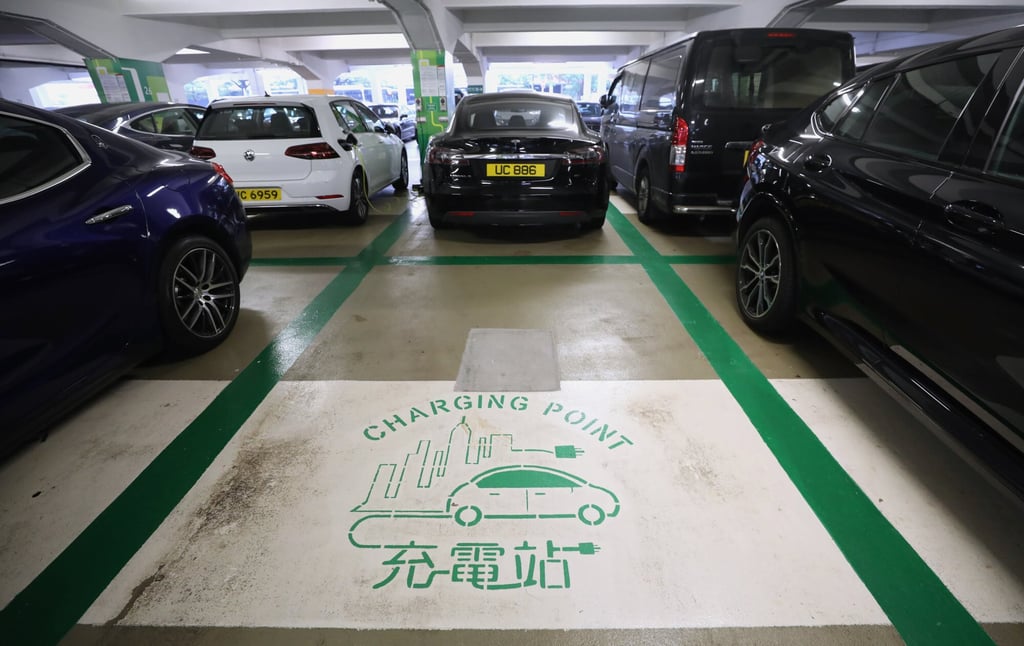 A charging point for electric vehicles at a car park in Central. Photo: Dickson Lee A charging point for electric vehicles at a car park in Central. Photo: Dickson Lee