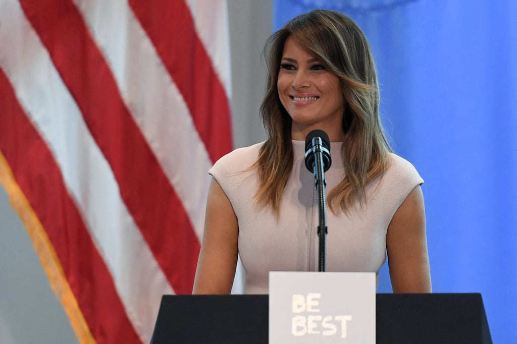 Former US first lady Melania Trump gives a speech on the sidelines of the United Nations General Assembly in New York, in September 2018. Photo: Reuters