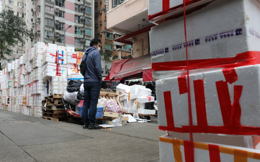 One cleaner, who works near a North Point wet market, says she collected enough containers to fill at least 10 trucks on Tuesday alone. Photo: Xiaomei Chen