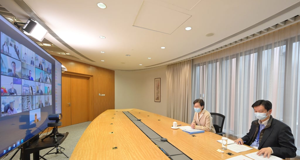 Chief Executive Carrie Lam meets representatives from the hotel industry on Wednesday about supplying rooms for thousands of backlogged Covid-19 patients. Photo: SCMP Pictures