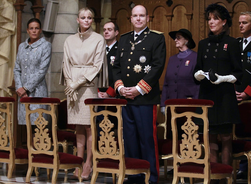 Prince Albert and his wife Princess Charlene of Monaco (both centre) flanked by his two sisters in 2011. Photo: AFP