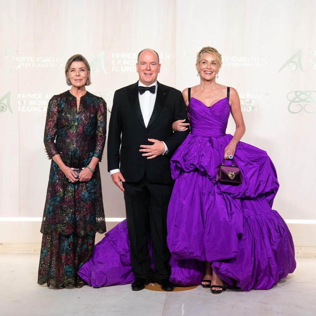 Princess Caroline and Prince Albert with Sharon Stone at a gala in Monaco. Photo: @palaisprincierdemonaco/Instagram