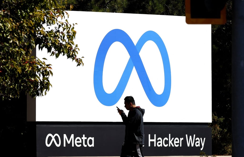 A pedestrian walks in front of the Meta Platforms sign at Facebook headquarters in Menlo Park, California, on October 28, 2021. Meta warned about the possibility of pulling its services from Europe amid an ongoing row over transferring user data from the continent to the United States. Photo: Agence France-Presse A pedestrian walks in front of the Meta Platforms sign at Facebook headquarters in Menlo Park, California, on October 28, 2021. Meta warned about the possibility of pulling its services from Europe amid an ongoing row over transferring user data from the continent to the United States. Photo: Agence France-Presse