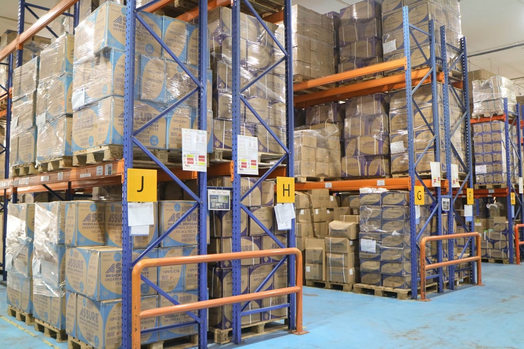 Inventory is seen in a warehouse of Singapore-based Yeap Medical Supplies. Photo: Handout