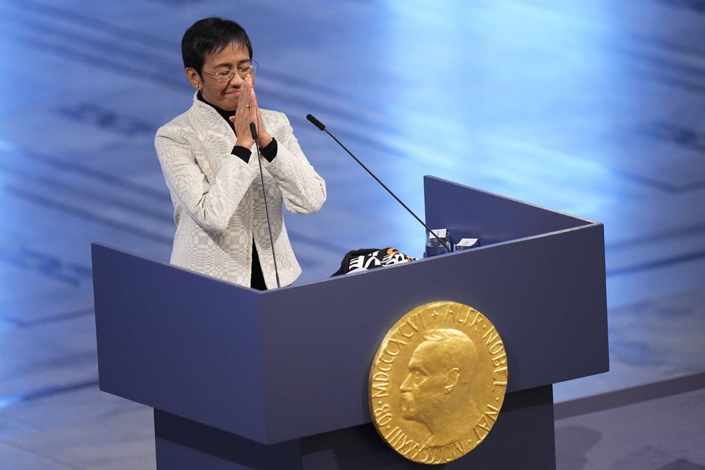 Nobel Peace Prize winning journalist Maria Ressa of the Philippines. Photo: AP