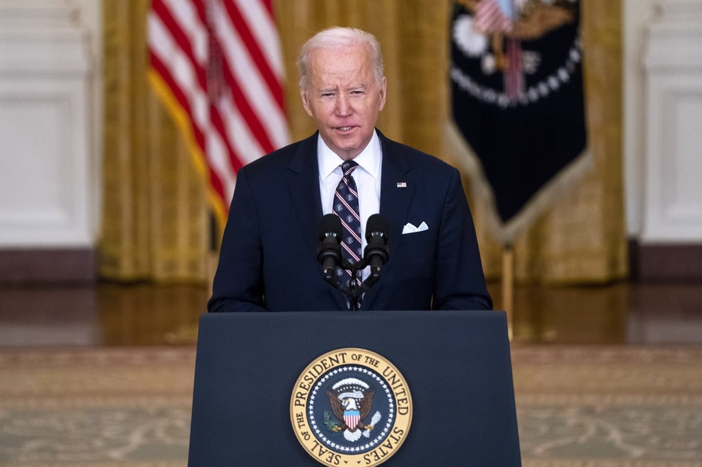 US President Joe Biden discussing the US response to the escalation on the Ukraine-Russian border on Tuesday at the White House. Photo: EPA-EFE US President Joe Biden discussing the US response to the escalation on the Ukraine-Russian border on Tuesday at the White House. Photo: EPA-EFE